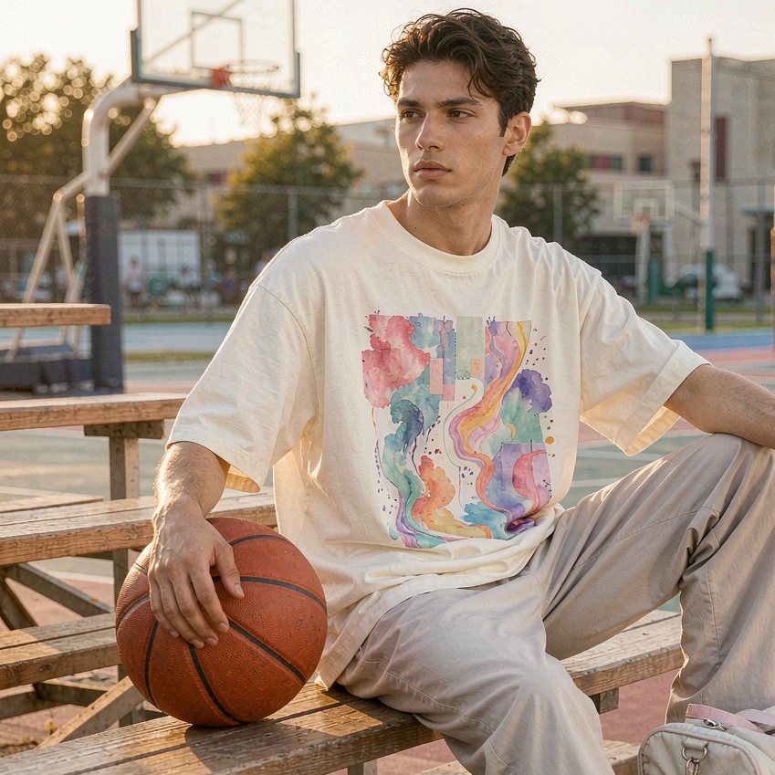 Custom tees — campus basketball court
